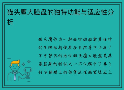 猫头鹰大脸盘的独特功能与适应性分析